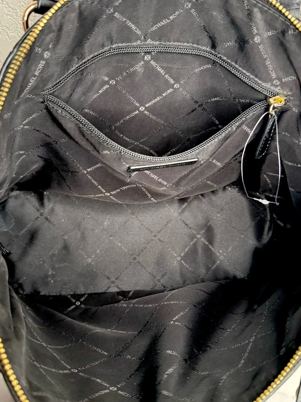 Michael Kors Black Pebbled Leather Tote Gold Hardware perfect bag work,travel